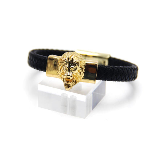 2017 NEW arrive Genuine Leather Wholesale Braided Lion Bracelets Trendy Brand Men Cow Leather Genuine Wristband Cuff Bracelet