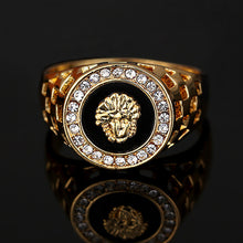 Fashion Gold Sivler Plated CZ Crystal Superhero Black Lion Men Ring Man Male Finger Ring Animal Anel masculino bague homme