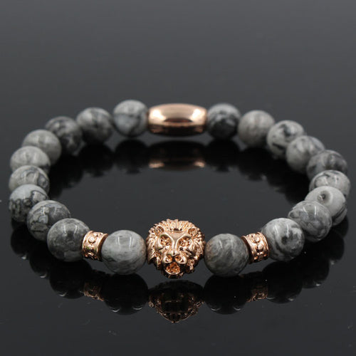 Bead Bracelet Pulseiras Masculinas Natural Stone Lion Head Bracelet Women Pulseras Hombre Bracciali Men's Bracelets