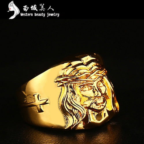 Retail 1 Pcs 2017 Men's High Quality New 24K Gold Plated Lion Wedding Ring Hip Hop Jewelry 1 Piece