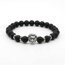 Wholesale Antique Gold Plated Buddha Leo Lion Head Bracelet Black Lava Stone Beaded Bracelets For Men Women Pulseras Hombre N4-3