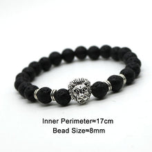 Antique Gold and Silver Plated Leo Lion Head Bracelet Men Black Lava Stone Beads Charm Bracelets Jewelry Masculino Plusera M4-3