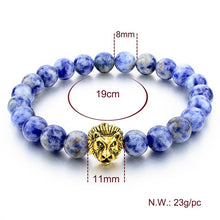 2016 Gold Leo Lion Head Bracelet 8mm Black Lava Beaded Natural Stone Bracelets For Women And Men Jewelry Pulseras SBR160001