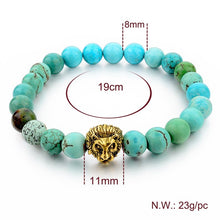 2016 Gold Leo Lion Head Bracelet 8mm Black Lava Beaded Natural Stone Bracelets For Women And Men Jewelry Pulseras SBR160001