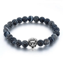 2016 Gold Leo Lion Head Bracelet 8mm Black Lava Beaded Natural Stone Bracelets For Women And Men Jewelry Pulseras SBR160001