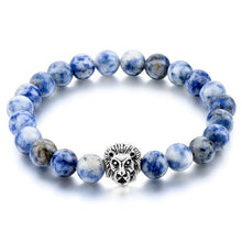 2016 Gold Leo Lion Head Bracelet 8mm Black Lava Beaded Natural Stone Bracelets For Women And Men Jewelry Pulseras SBR160001