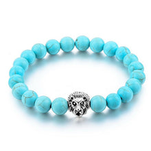 2016 Gold Leo Lion Head Bracelet 8mm Black Lava Beaded Natural Stone Bracelets For Women And Men Jewelry Pulseras SBR160001