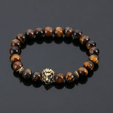 Fashion Jewelry Gold Plated Buddha Leo Lion Head Bracelet Black Lava Stone Beaded Bracelets Pulseras Hombre For Men Women