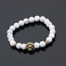 Fashion Jewelry Gold Plated Buddha Leo Lion Head Bracelet Black Lava Stone Beaded Bracelets Pulseras Hombre For Men Women
