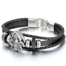 2015 Europe Punk Hand Made Braided Charm Bracelet Bangles Gold Lion Head Wristband Cuff Leather Bracelet For Men Adjustable