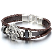 2015 Europe Punk Hand Made Braided Charm Bracelet Bangles Gold Lion Head Wristband Cuff Leather Bracelet For Men Adjustable