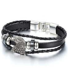 2015 Europe Punk Hand Made Braided Charm Bracelet Bangles Gold Lion Head Wristband Cuff Leather Bracelet For Men Adjustable