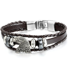 2015 Europe Punk Hand Made Braided Charm Bracelet Bangles Gold Lion Head Wristband Cuff Leather Bracelet For Men Adjustable