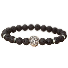 Wholesale Gold Plated Buddha Leo Lion Head Bracelet Black Lava Stone Bead Bracelets Men Women Jewelry Rope Chain Strand Bracelet
