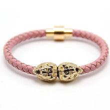 Silver/gold/ Lion Head Cool Bracelet Men and women,Braided Leather Lion Head Bracelets Wholesale Bracelet hot selling