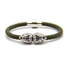 Silver/gold/ Lion Head Cool Bracelet Men and women,Braided Leather Lion Head Bracelets Wholesale Bracelet hot selling