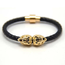 Silver/gold/ Lion Head Cool Bracelet Men and women,Braided Leather Lion Head Bracelets Wholesale Bracelet hot selling