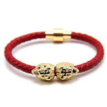 Silver/gold/ Lion Head Cool Bracelet Men and women,Braided Leather Lion Head Bracelets Wholesale Bracelet hot selling