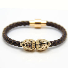 Silver/gold/ Lion Head Cool Bracelet Men and women,Braided Leather Lion Head Bracelets Wholesale Bracelet hot selling