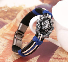 Lovers' Jewelry Punk Genuine Leather Strap Charm Bracelets Gothic Skull Lion Bracelet For Women Men Couples Bracelet Accessories