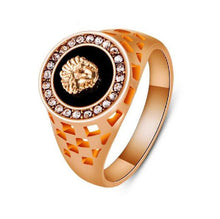 Fashion Gold Sivler Plated CZ Crystal Superhero Black Lion Men Ring Man Male Finger Ring Animal Anel masculino bague homme