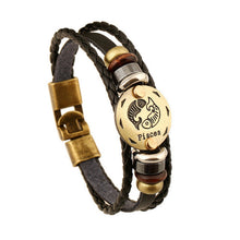 12 Style! Hot Sales Constellation Bracelet Lion Head Bracelet Black Leather Beaded Bracelets For Men Women Pulseras Hombre