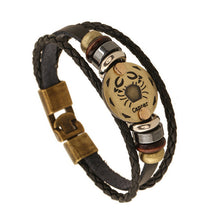 12 Style! Hot Sales Constellation Bracelet Lion Head Bracelet Black Leather Beaded Bracelets For Men Women Pulseras Hombre