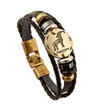 12 Style! Hot Sales Constellation Bracelet Lion Head Bracelet Black Leather Beaded Bracelets For Men Women Pulseras Hombre