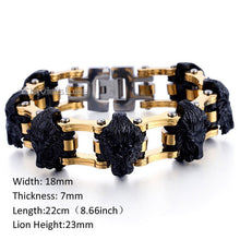 Davieslee Boys Mens Sport Lion Head Biker Motorcycle Chain 316L Stainless Steel Bracelet DLHB442-DLHB443