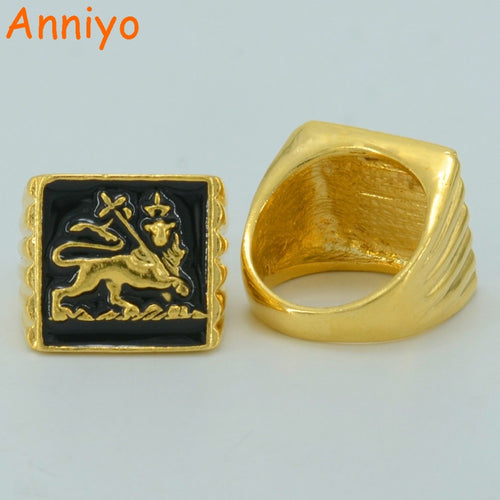 ONE PIECE / Ethiopian Lion Ring Women/Men,African Lion Ring  Gold Plated Ethiopia Ring Jewelry Habesha,SIZE: 7-8-9-10 #049306