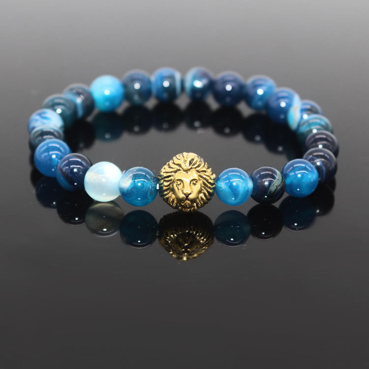 Wbo536 aliexpress explosion series of natural stone lion Bracelet manufacturers selling antique gold plating