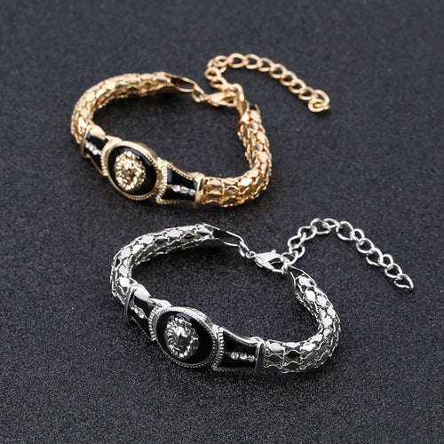 Women Alloy Plated Bracelet Lions Head Bangle Lovers Gift Golden/Silver Fashion Female Party Accessories